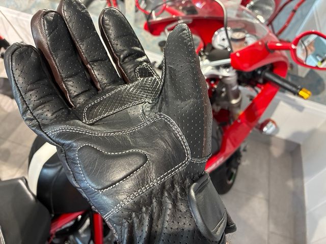 Guantes moto cuero marrón cafe racer