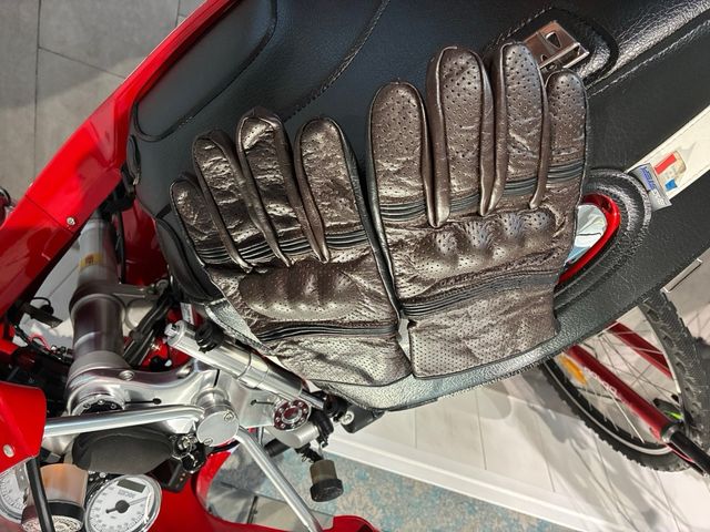 Guantes moto cuero marrón cafe racer