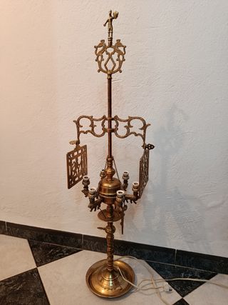 Lampara velón bronce antiguo
