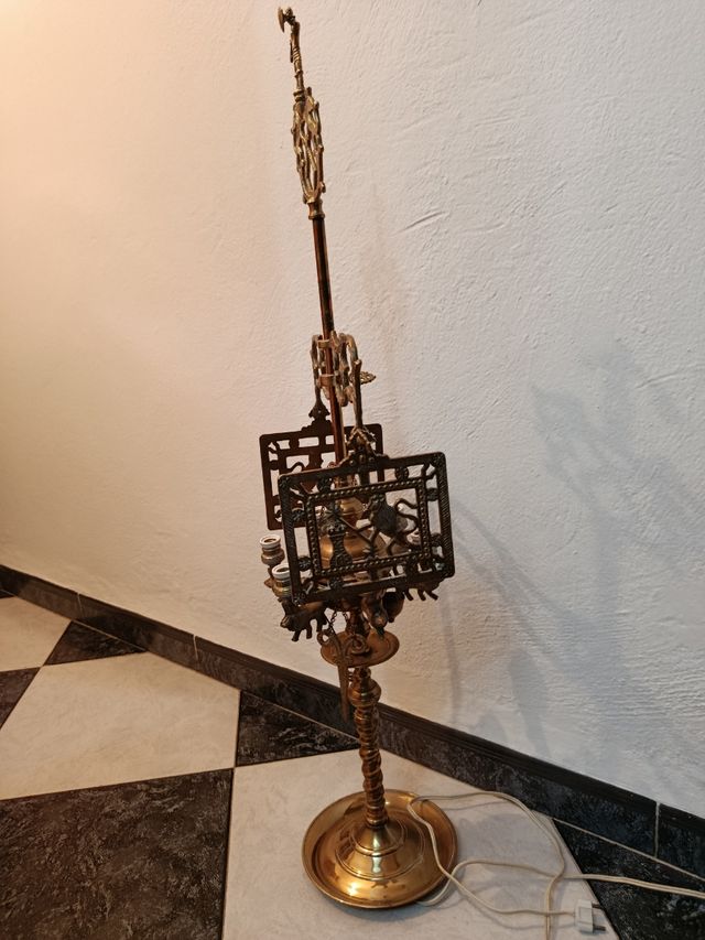 Lampara velón bronce antiguo