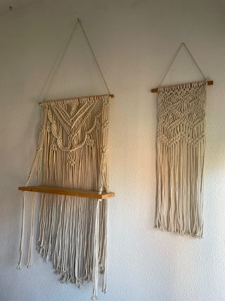 2 Tapices macramé beige - decoración boho