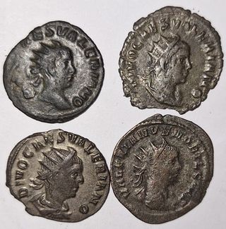 4 monedas romanas!Valeriano II,Raros y escasos!MBC