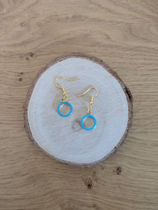 Pendientes aro turquesa dorados