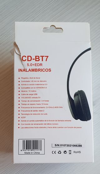 Auriculares inalámbricos CD-BT7 5.0+EDR