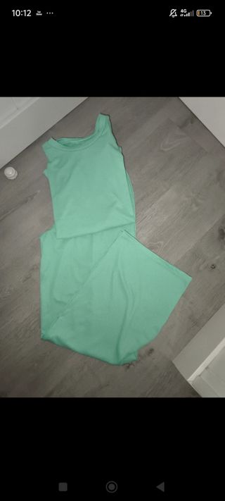 Conjunto canalé turquesa