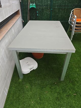 Mesa jardín extensible gris 2,40m