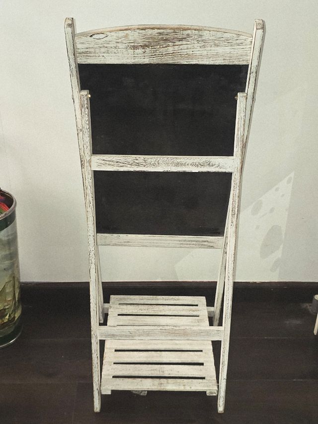 Pizarra vintage de madera blanca