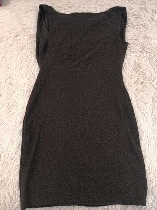 Vestido negro jaspeado fiesta