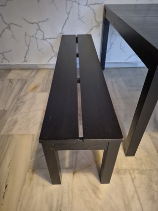 Mesa Comedor Extensible Negra + banco