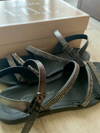 Sandali bassi Tataitalia neri con strass