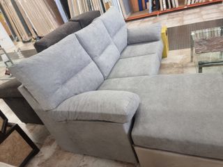 Sofá chaise longue gris reversible