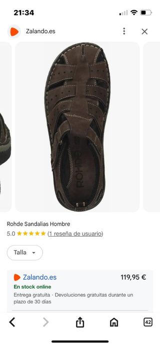Sandalias Rohde Piel Marrón,  de caballero. Confor