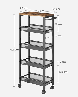 Carrello a 5 Ripiani, Carrello Cucina Salvaspazio 