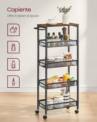 Carrello a 5 Ripiani, Carrello Cucina Salvaspazio 