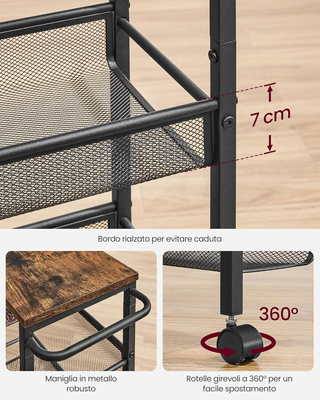 Carrello a 5 Ripiani, Carrello Cucina Salvaspazio 