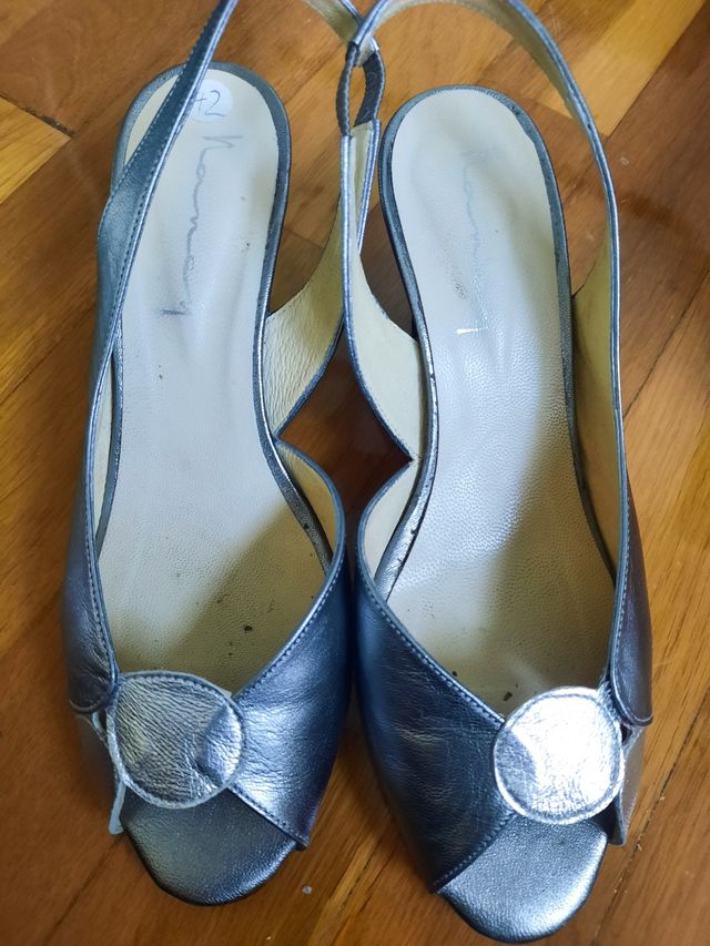 Sandalias piel plata -talla 38