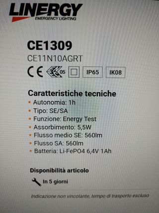 Cristal Evo Linergy CE1309 - Lampada Emergenza 560