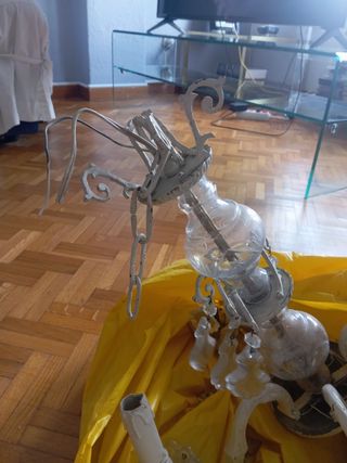 Lampara antigua cristal blanca