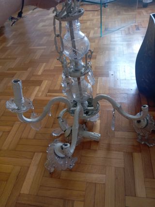 Lampara antigua cristal blanca