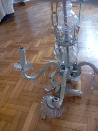 Lampara antigua cristal blanca