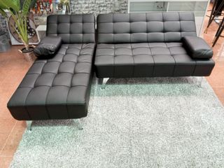 Sofá cama chaise longue negro