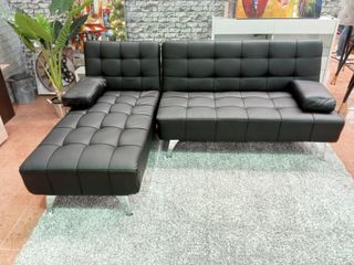 Sofá cama chaise longue negro