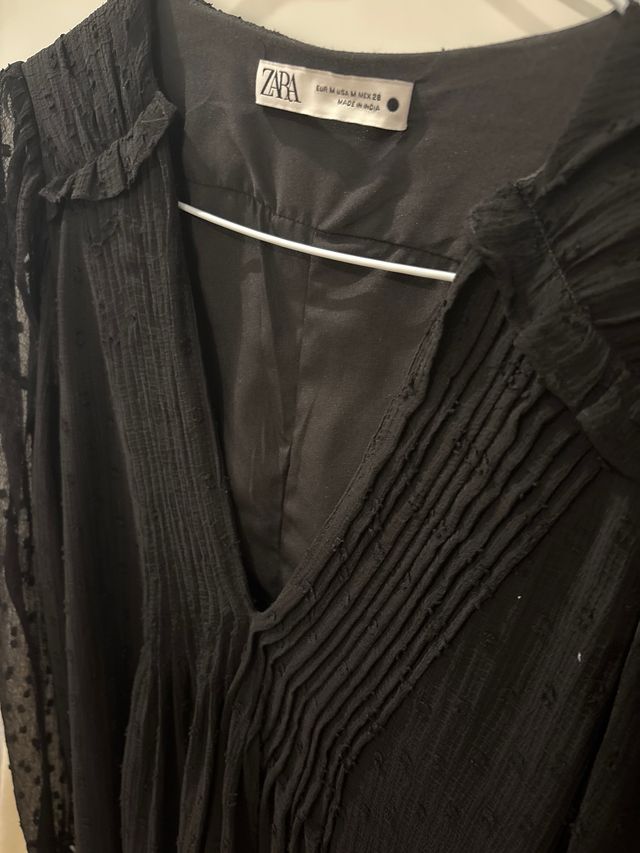 Vestido Zara negro bodoques - Talla M