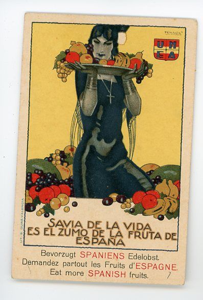 Penagos. Postal antigua Frutas España