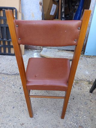 6 sedie in legno in pelle marrone