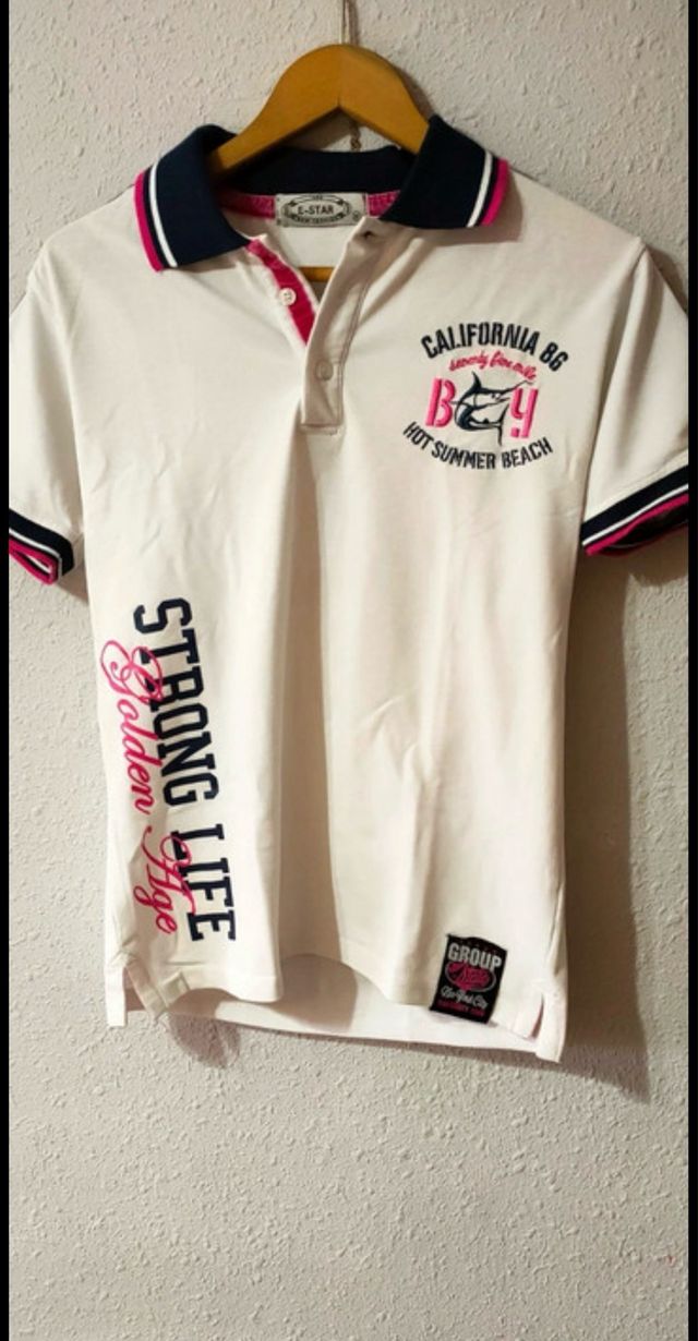 Polo California 86 - Blanco y Azul