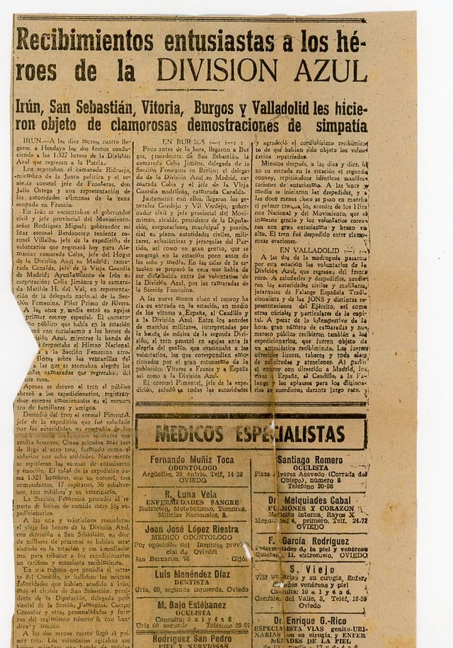 Fotos División Azul. Rusia. Asturias. 1942.