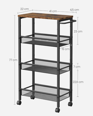 Carrello a 4 Ripiani, Carrello Cucina Salvaspazio 