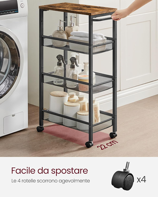 Carrello a 4 Ripiani, Carrello Cucina Salvaspazio 