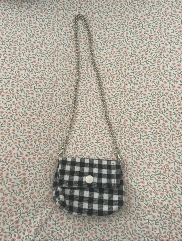 Bolso niña vichy blanco-negro