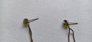 Pendientes largos verdes plata