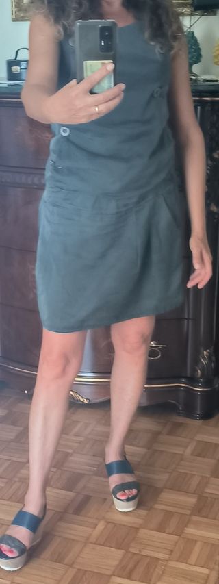 Abito grigio blu cotone seta tg.M