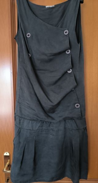 Abito grigio blu cotone seta tg.M