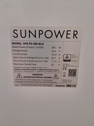 Panel solar Sunpower SPR-P3-385-BLK 385W