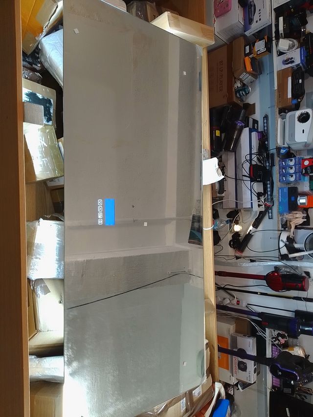 Espejo baño/salón grande plateado con luz led