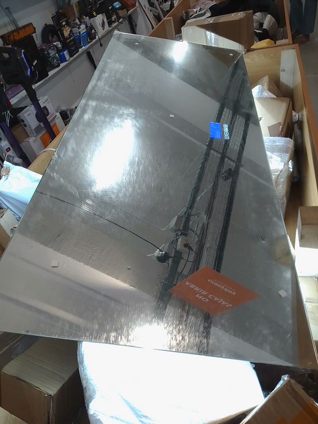 Espejo baño/salón grande plateado con luz led