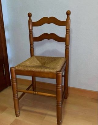 Sillas de madera mimbre - 4 unidades