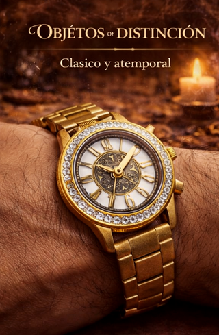 Reloj dorado hombre con cristales | Elegante y lla
