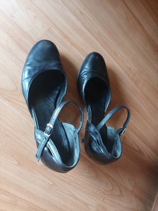 Zapatos tacón negros piel mujer 37