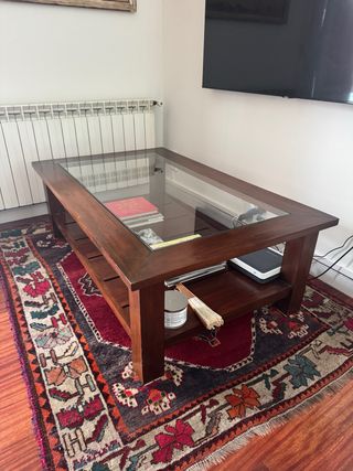 Mesa centro madera cristal 130x80