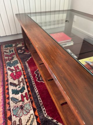 Mesa centro madera cristal 130x80