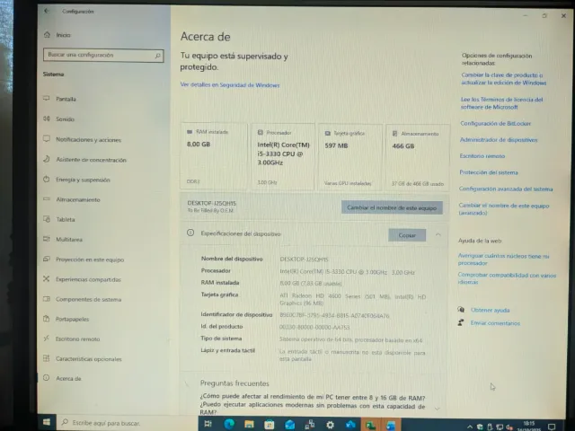 PC Intel i5 3 GHz, 8GB RAM, HDD 500GB, Win10 Pro