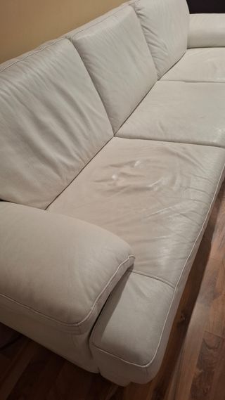 Sofá chaise longue blanco piel