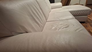 Sofá chaise longue blanco piel