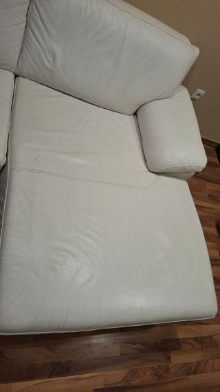 Sofá chaise longue blanco piel