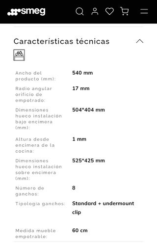 Fregadero Smeg VFU50SFR acero inoxidable